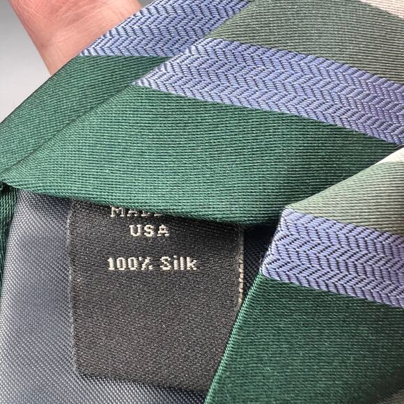 Banana Republic Repp Men’s Tie 58” Long - Green Blue Silk Necktie - Picture 4 of 6